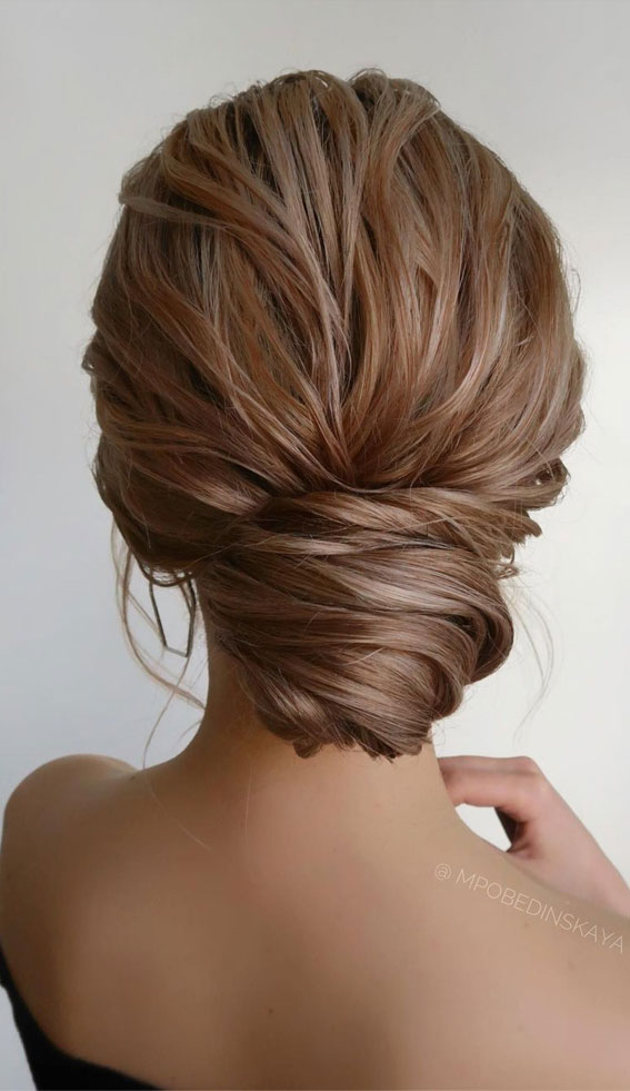 50 Stunning Updos For Any Occasion in 2022 : Sugar Brown Blonde Low Updo