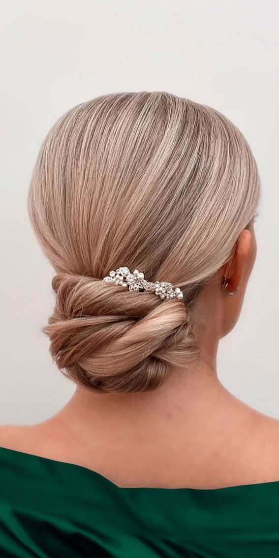50 Stunning Updos For Any Occasion in 2022 : Low sleek chic bun
