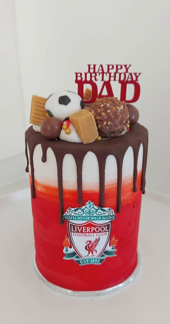 45 Awesome Football Birthday Cake Ideas : Liverpool Cake for Dad