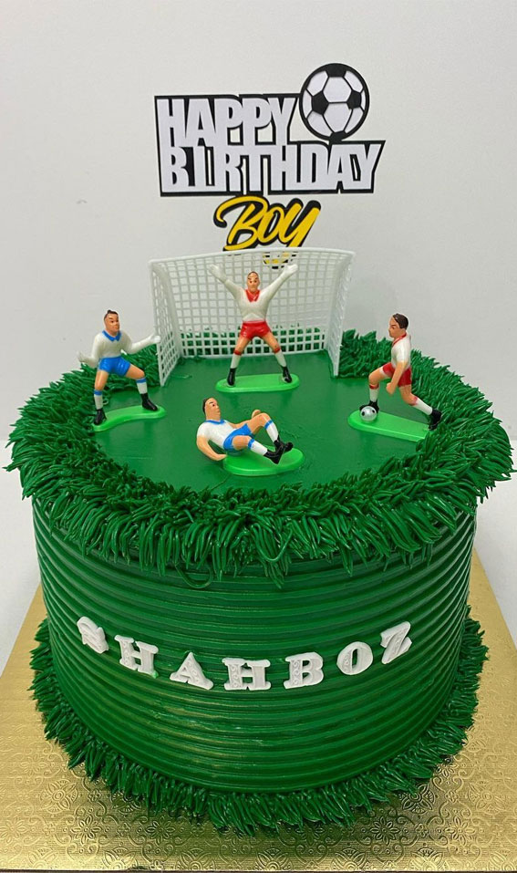 45 Awesome Football Birthday Cake Ideas : Dark Green Football Theme Cake