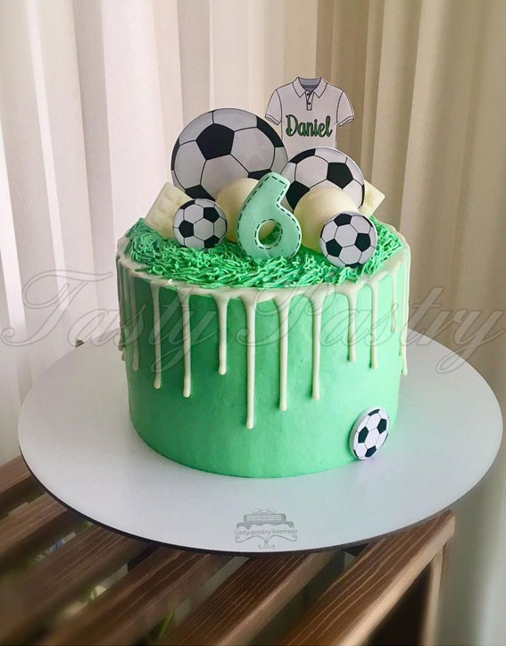45 Awesome Football Birthday Cake Ideas : Green Mint Football Themed Cake