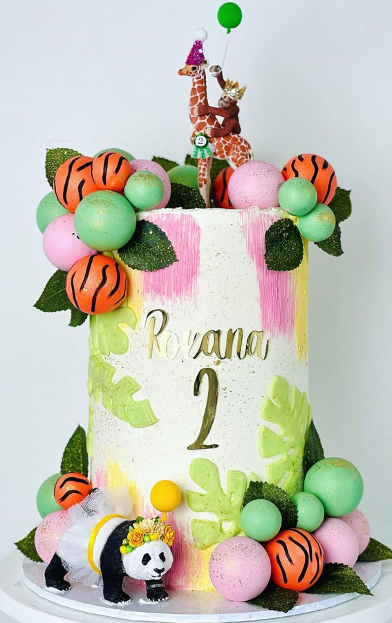 31 Two Wild Birthday Cake Ideas : Jungle Theme Topped with Giraffe and  Monkey
