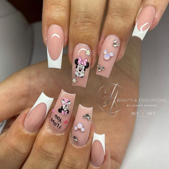 30 Minnie Mouse Nail Designs : Acrylic Nude Pink Minnie Nails