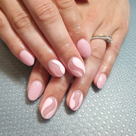 52 Cute Summer Nail Ideas : Soft Pink Negative Space Nails