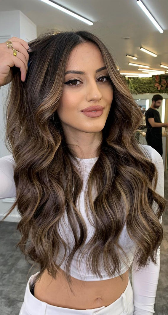 50 Hair Colours Ideas That Are Trending Now : Chocolate Brown with Blonde  Highlights