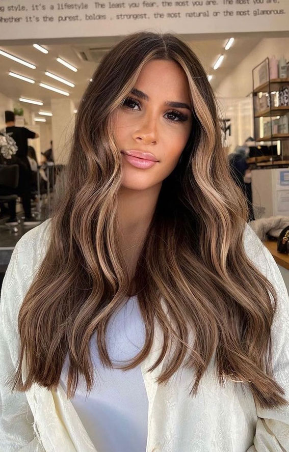 50 Hair Colours Ideas That Are Trending Now : Brown Hair with Blonde Face- Framing