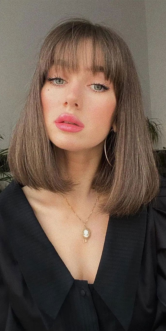50 Different Haircuts for Women : Long Bob with Fringe