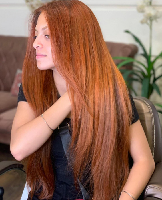 32 Best Orange Hair Color Shades : Brown Orange Layered Haircut