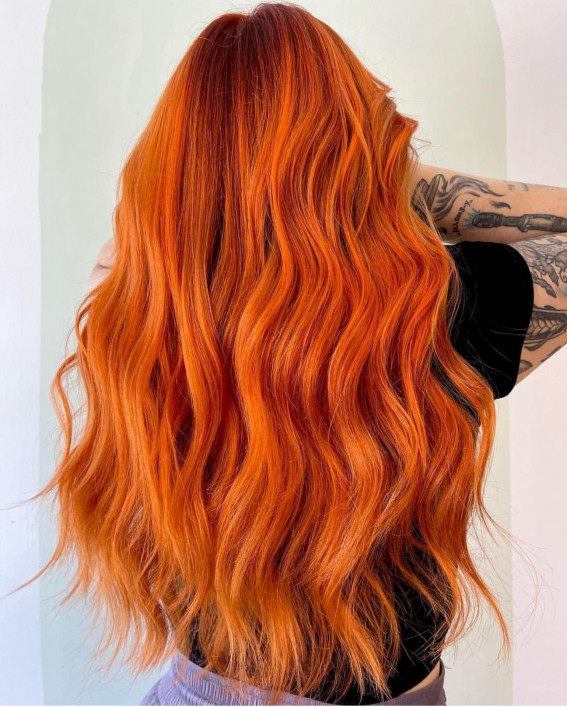 natural orange hair color, dark orange hair color, ginger orange hair color, copper orange hair color, brown orange hair color, dark root orange hair color, ombre orange hair, light orange hair color, ginger hair, auburn hair color, autumn hair color, fall hair color orange