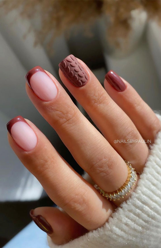 32 Prettiest Autumn 2022 Nail Trends to Try Now : Autumn French + Sweater