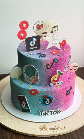 70 Cake Ideas for Birthday & Any Celebration : Colourful Tik Tok Cake
