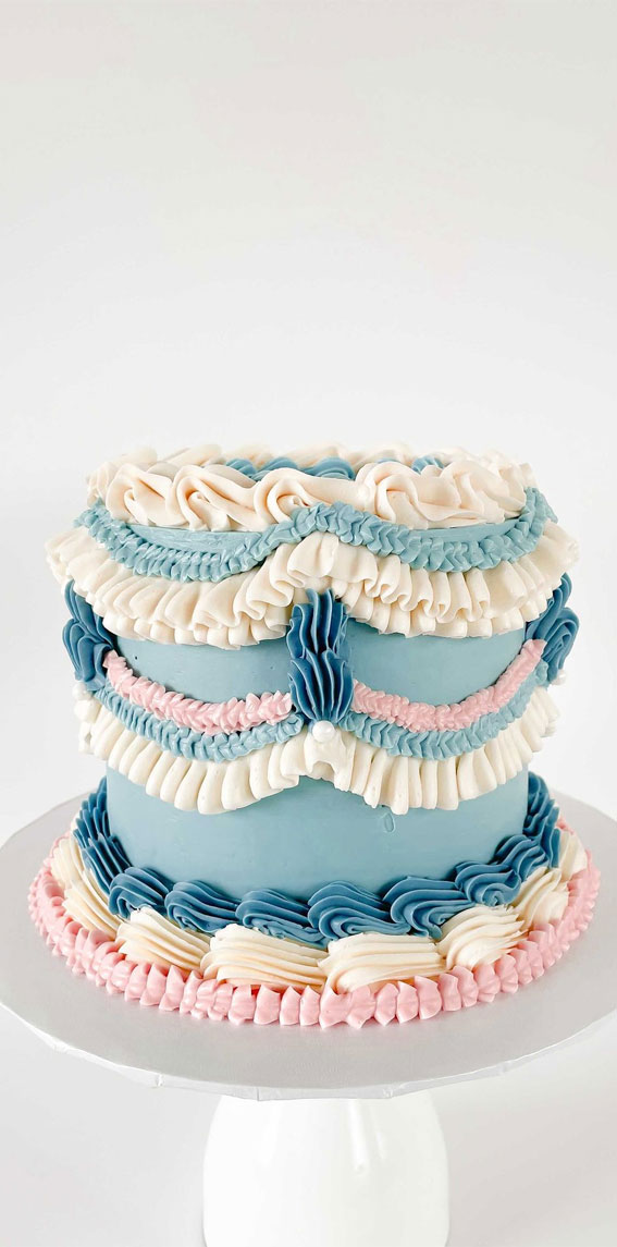 50 Vintage Inspired Lambeth Cakes That’re So Trendy : Shades of Blue and Pink Lambeth Cake