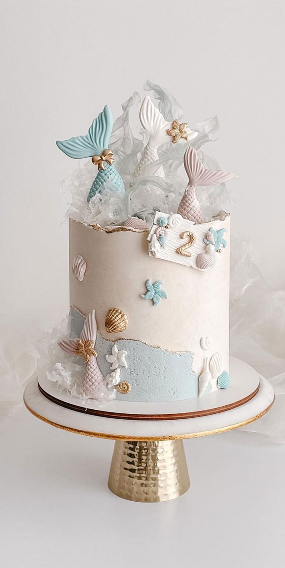 70 Cake Ideas for Birthday & Any Celebration : Mermaid Birthday Cake for 2 Year Old