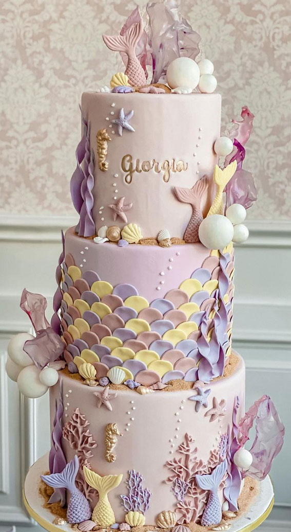 70 Cake Ideas for Birthday & Any Celebration : Mermaid Three Tier Cake