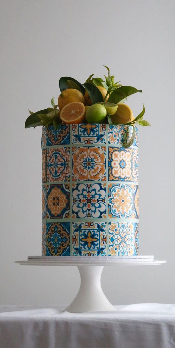 70 Cake Ideas for Birthday & Any Celebration : Amalfi Tile Inspired Cake