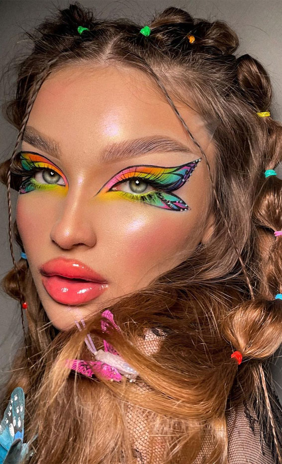 58 Stunning Makeup Ideas For Every Occasion : Colourful Butterfly Makeup