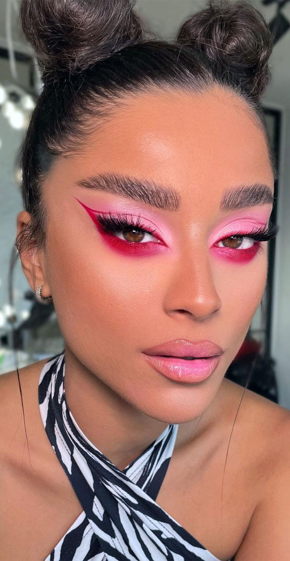 58 Stunning Makeup Ideas For Every Occasion : Pink and Red Makeup