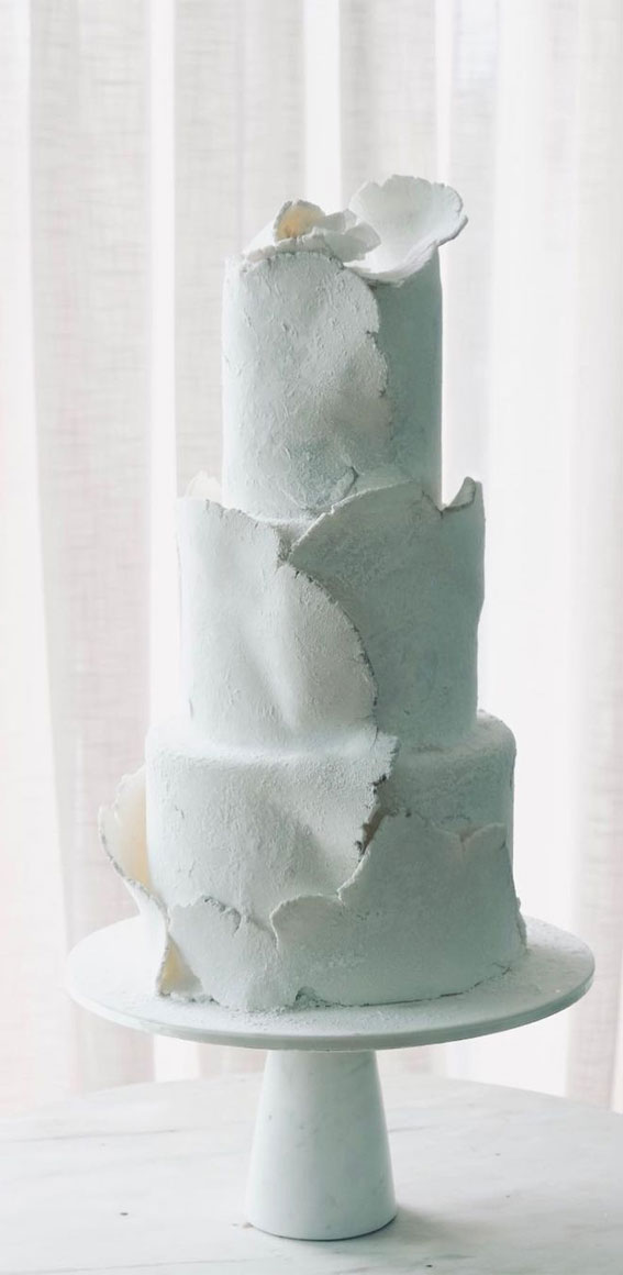 50 Beautiful Wedding Cakes in 2022 : Sea Foam Textured Wedding Cake