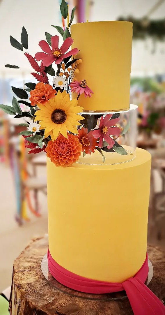 50 Beautiful Wedding Cakes in 2022 : Yellow Wedding Cake