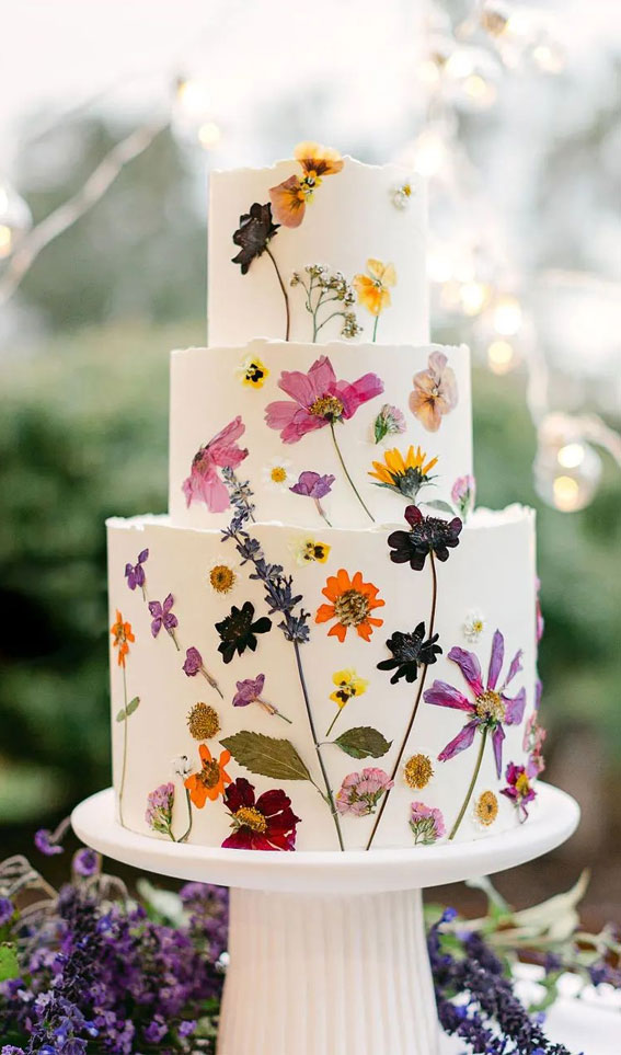 50 Beautiful Wedding Cakes in 2022 : Dried Flower Three Tier Wedding Cake