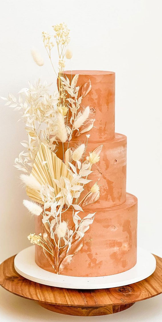 50 Beautiful Wedding Cakes in 2022 : Rust Terracotta Wedding Cake