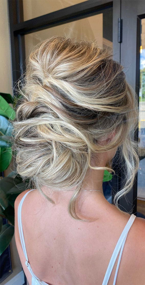 59 Gorgeous Wedding Hairstyles in 2022 : Messy Textured Updo