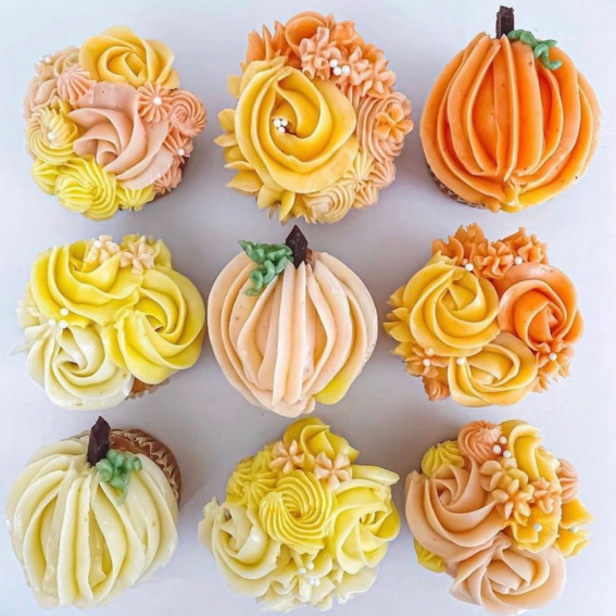 40+ Halloween Cupcake Ideas : Gradient Orange Yellow Buttercream Cupcakes