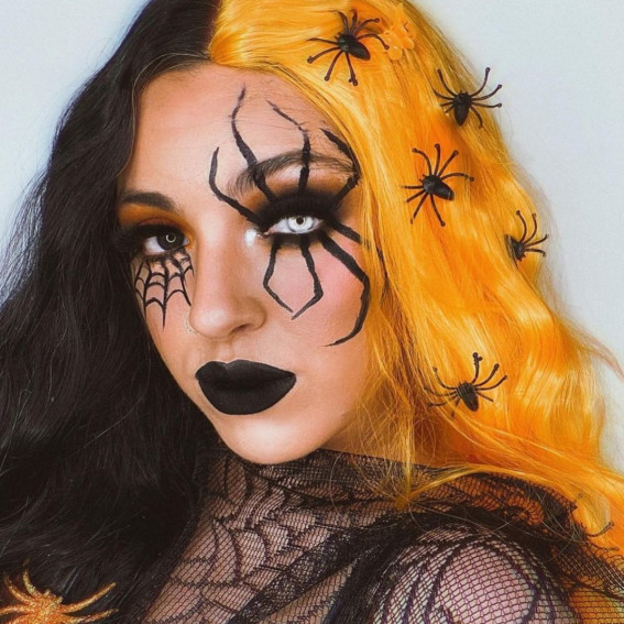 40+ Spooky Halloween Makeup Ideas : Spider + Spider Web Eye Makeup