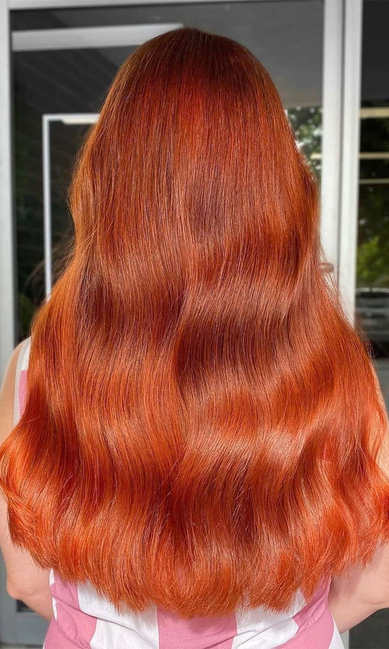 40 Copper Hair Color Ideas That're Perfect for Fall : Sunset Copper Red  Long Hair