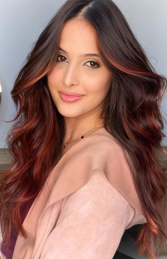 50 Fabulous Fall Hair Color Ideas For Autumn 2022 : Warm Red-Brown  Highlights