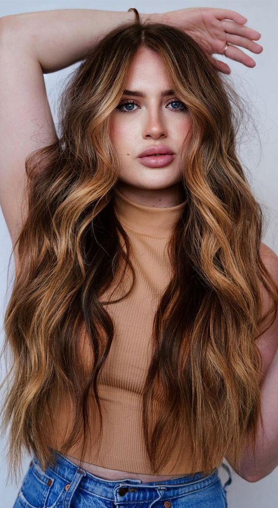 50 Fabulous Fall Hair Color Ideas For Autumn 2022 : Auburn Honey Long Locks