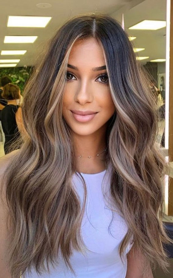 50 Fabulous Fall Hair Color Ideas For Autumn 2022 : Ash Brown Balayage with  Blonde Highlights