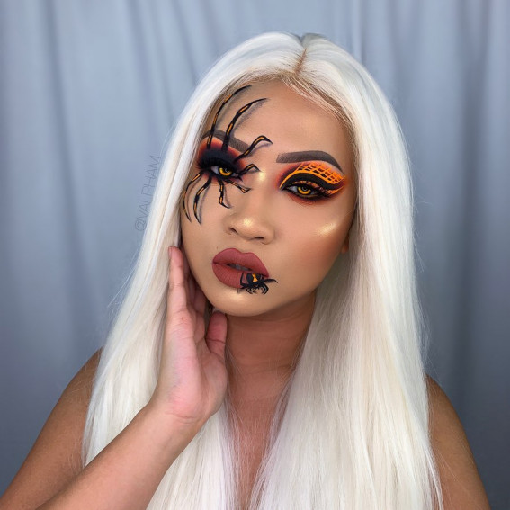 40+ Spooky Halloween Makeup Ideas : Orange Spider Makeup