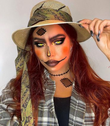 40+ Spooky Halloween Makeup Ideas : Scarecrow Makeup Look