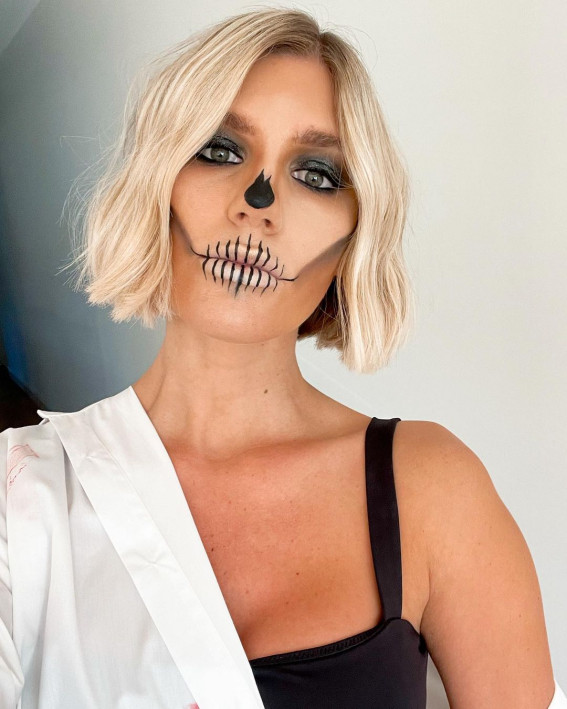 40+ Spooky Halloween Makeup Ideas : Little Spooky Skull Makeup Look