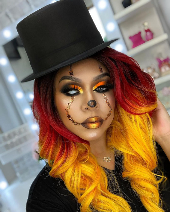 40+ Spooky Halloween Makeup Ideas : Glitter & Sunset Eyeshadow