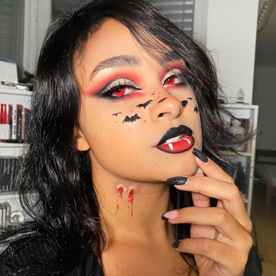 halloween makeup look, halloween makeup, halloween makeup ideas, skull makeup look, vampire makeup look, halloween makeup ideas 2022, simple halloween makeup, half skull makeup, scary makeup look