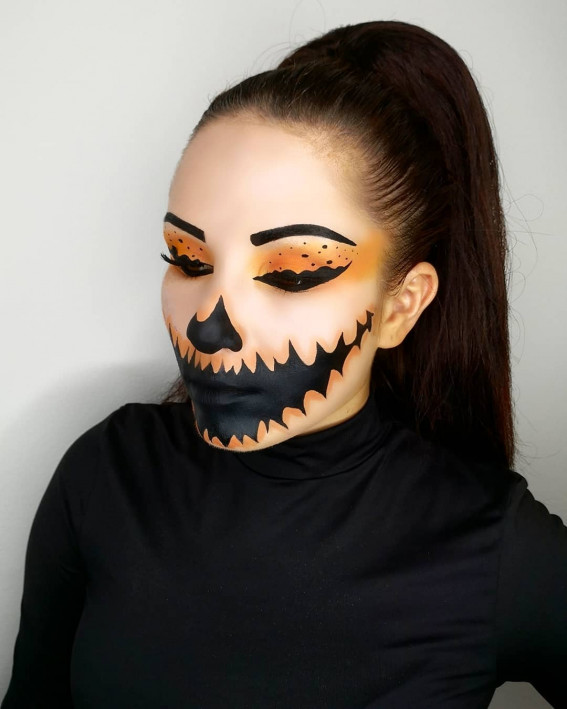 40+ Spooky Halloween Makeup Ideas : Spooky Pumpkin Makeup