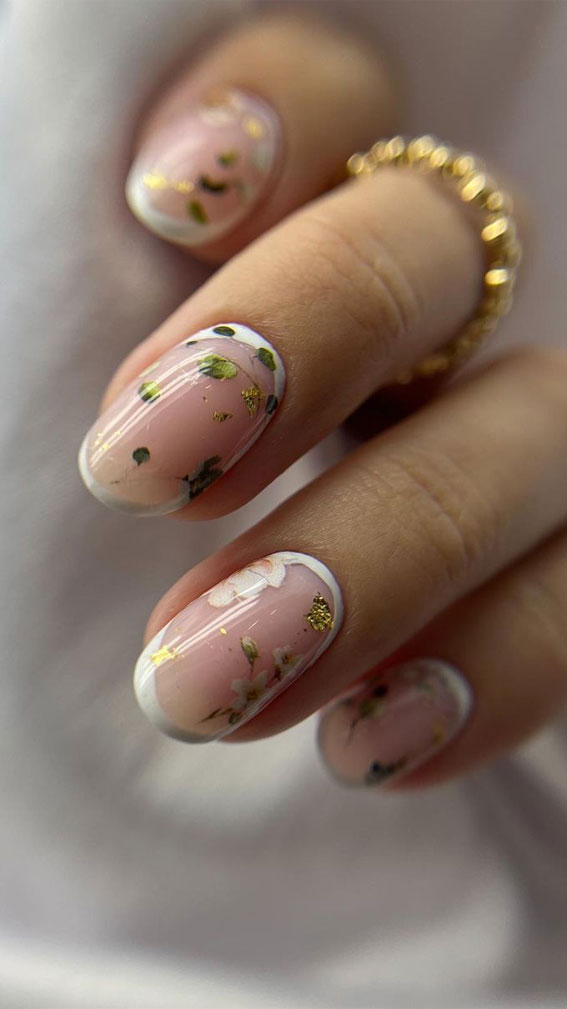 flower encapsulated nails, summer nail ideas, matte nails, summer nails, trendy nails