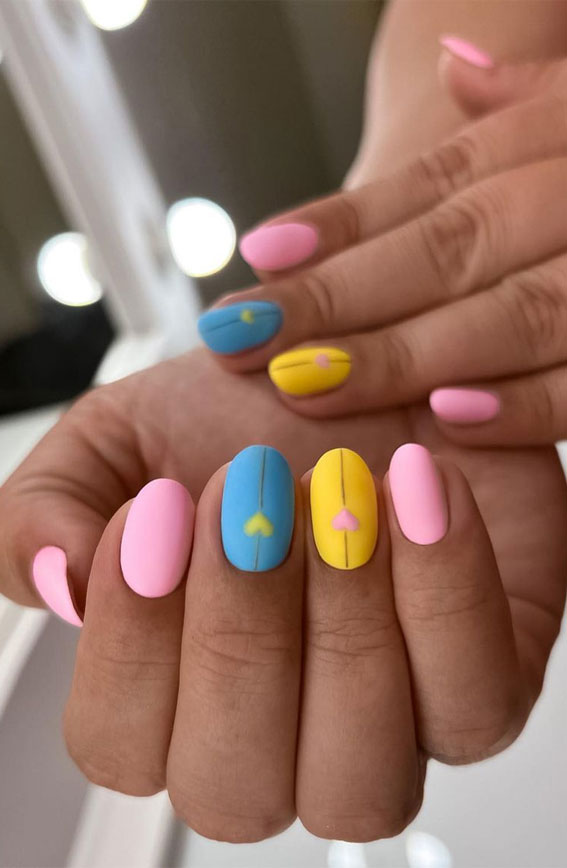 colorful nails, modern nails, nail ideas, matte nails, summer nails, trendy nails, french tip nails