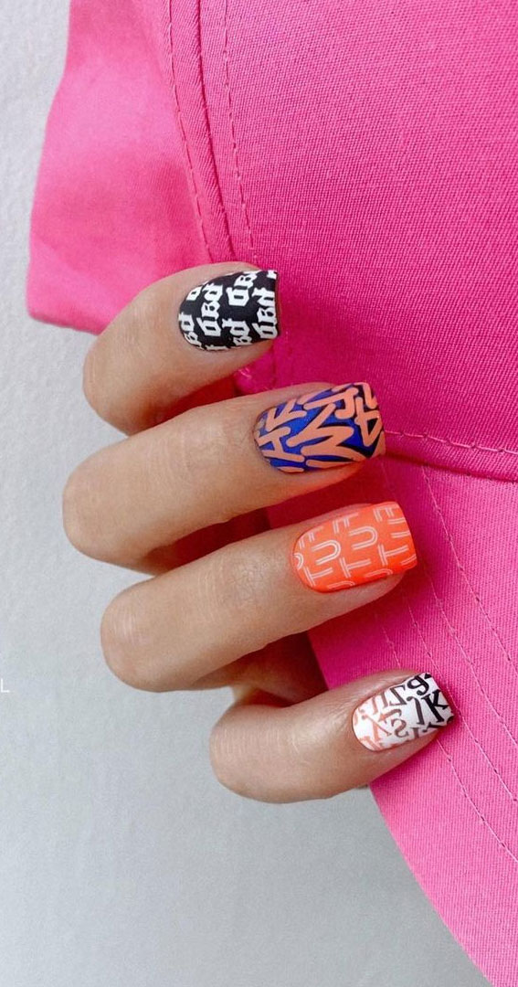 70 Stylish Nail Art Ideas To Try Now : Colorful Square Short Nails