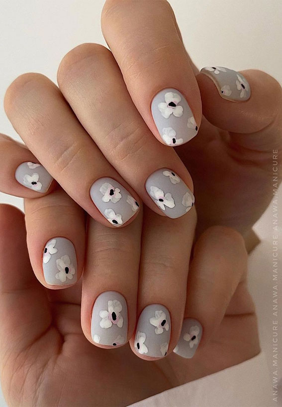 70 Stylish Nail Art Ideas To Try Now : Neutral Floral Nails