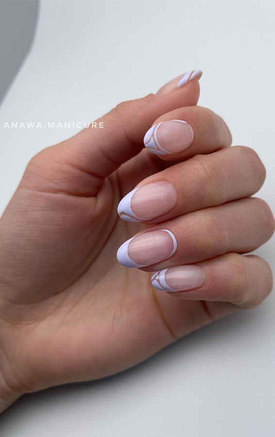 70 Stylish Nail Art Ideas To Try Now : Light Blue Modern French Tip Nails