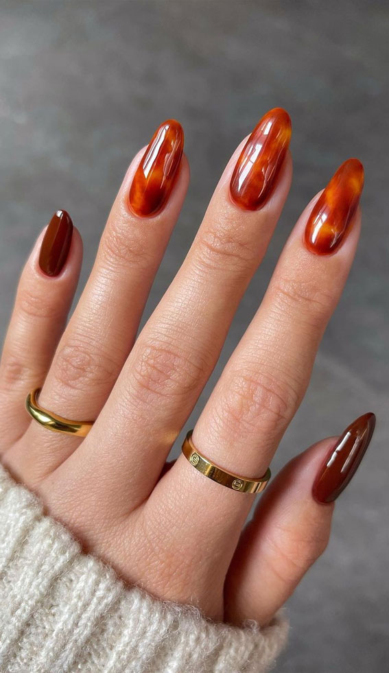 50 Gorgeous Fall Nails That’re Perfect For Thanksgiving : Brown + Tortoiseshell Nails