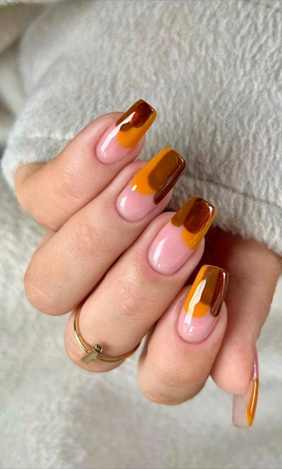 50 Gorgeous Fall Nails That’re Perfect For Thanksgiving : Abstract Tip Autumn Nails