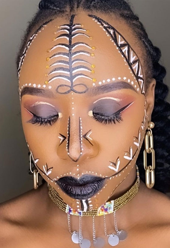 25 Awesome Tribal Makeup Ideas : Graphic Tribal Makeup
