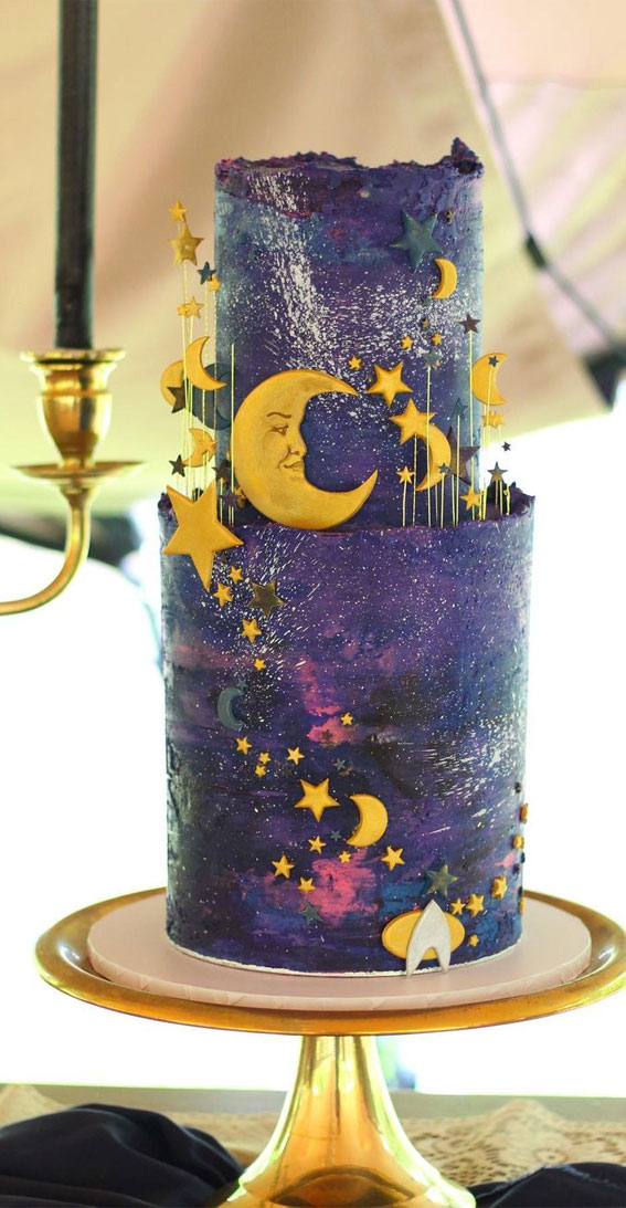 celestial wedding cake, moody cake
