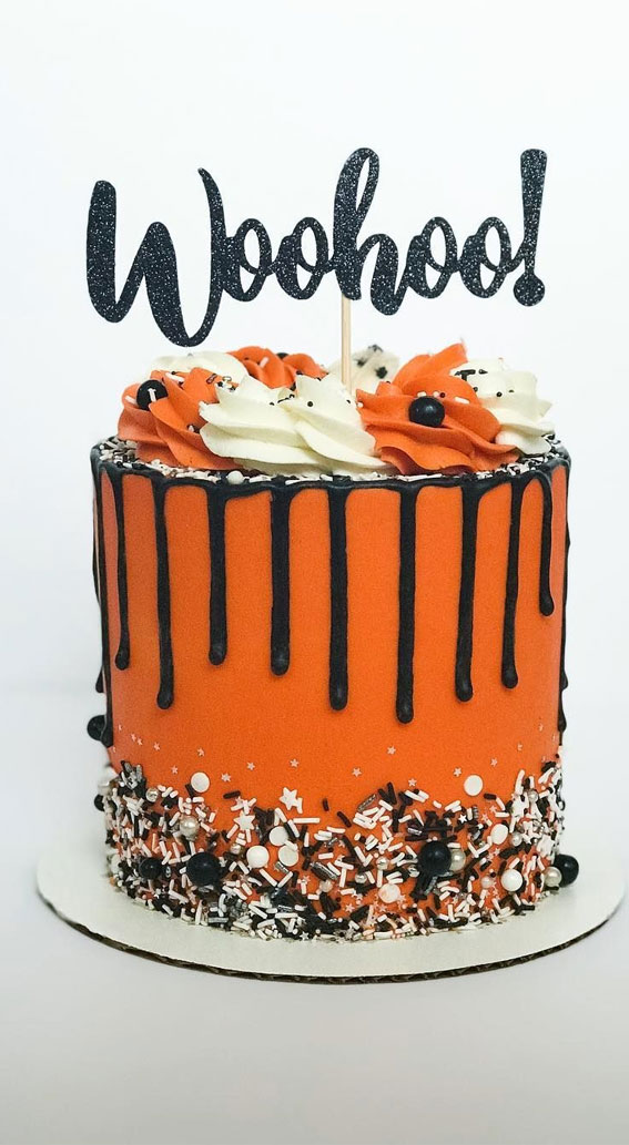 100+ Cute Halloween Cake Ideas : Black and Orange Themed Cake