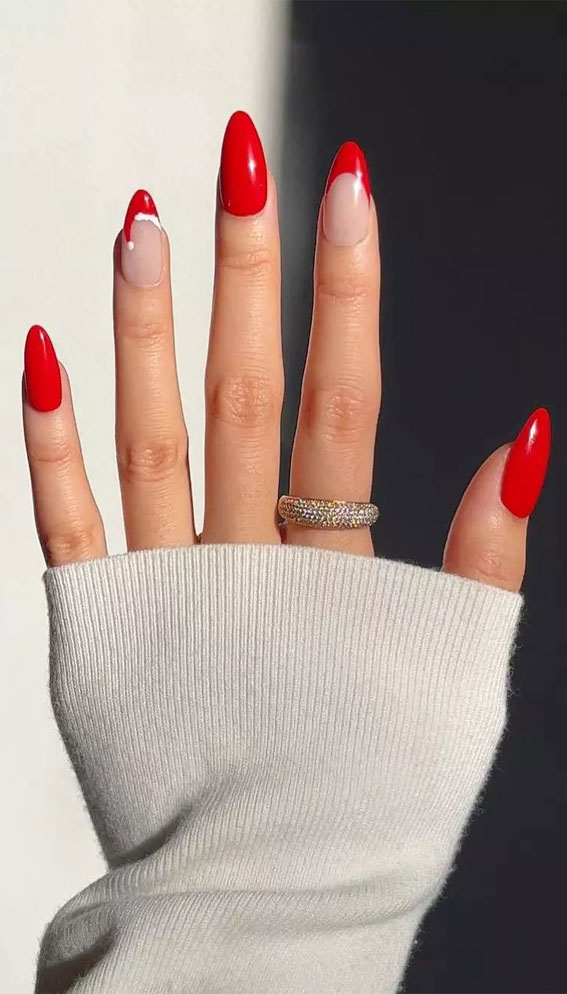 50+ Fab Christmas Nail Designs & Ideas : Red French Twist Nails
