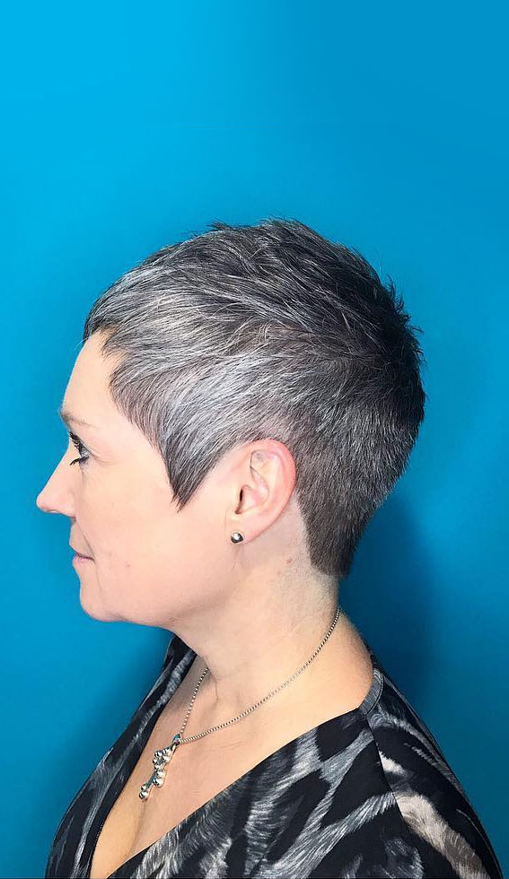 50+ Haircut & Hairstyles for Women Over 50 : Smokey Short Pixie
